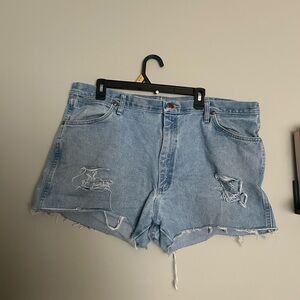 Wrangler Light Blue Distressed Jean Shorts